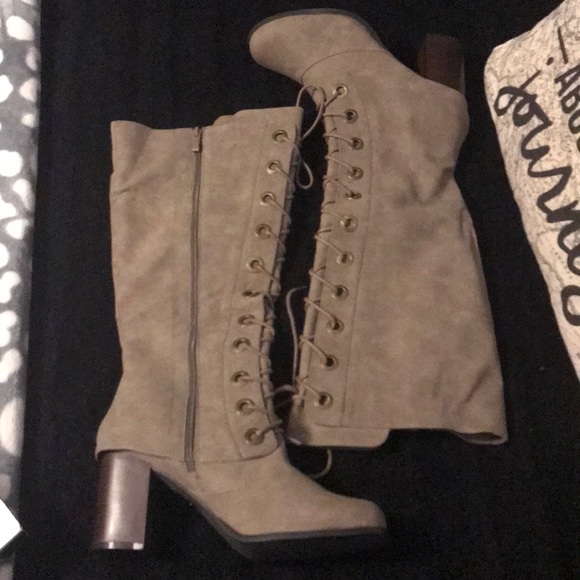 2 Lips Too Shoes - 2 Lips’ Too Lolly Knee-High Boots Tan Size 11